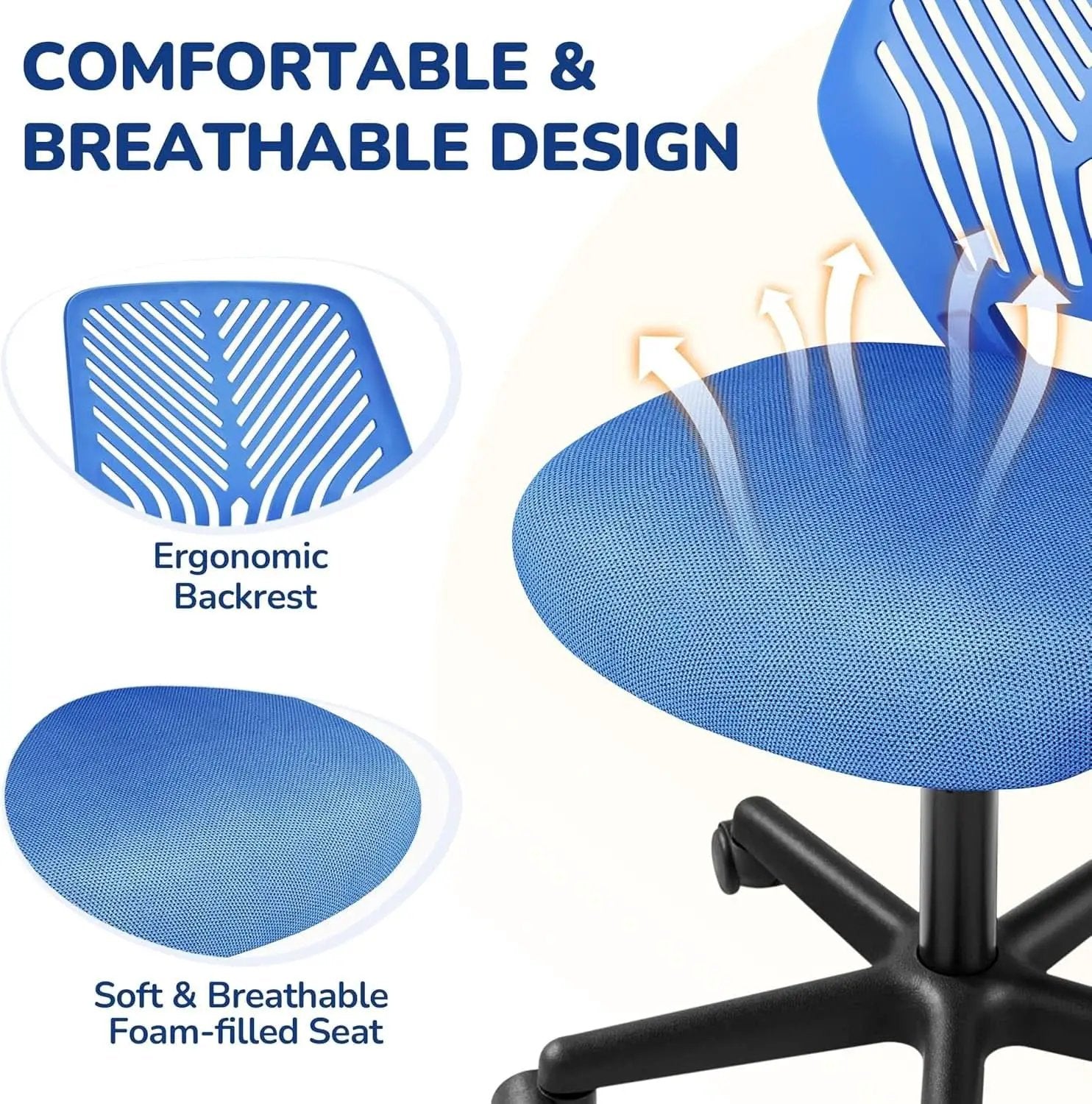 Blue Adjustable Student Desk Chair With Lumbar Support from PriceLows™