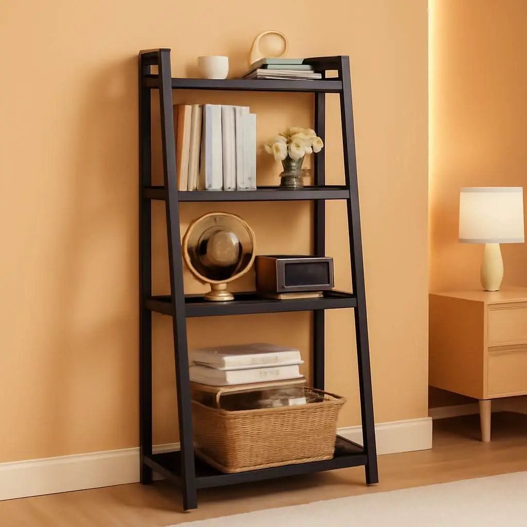 Industrial 5 Tier Bookshelf With Steel Frame 74In Tall from PriceLows™