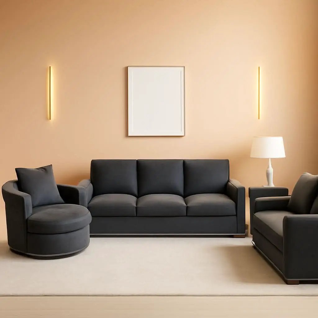 Charcoal 3 Piece Living Room Set With Chenille Upholstery from PriceLows™