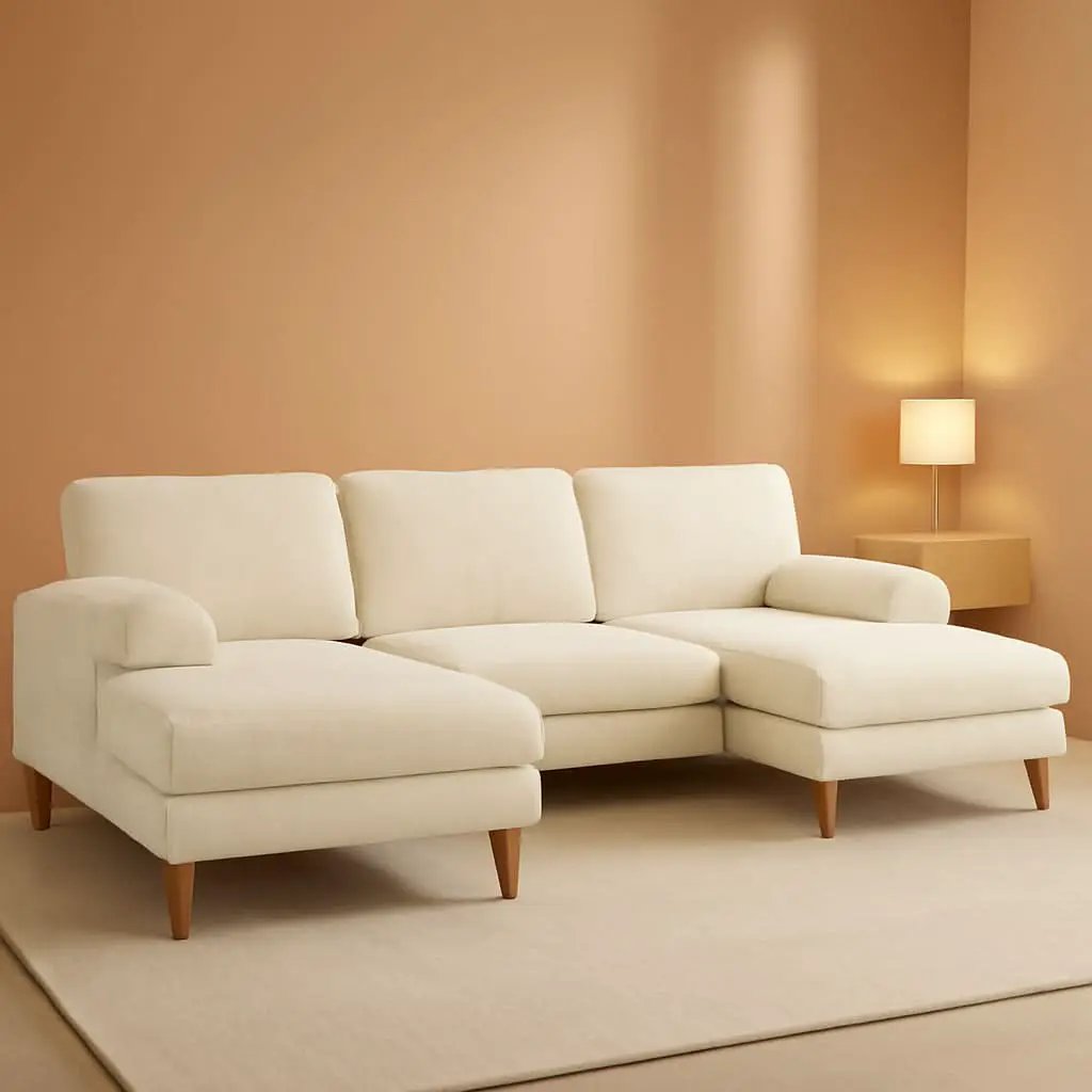 110 Inch Beige U Shaped Sectional Sofa For Living Room With Double Chaise And Comfortable Seating For Gatherings from PriceLows™