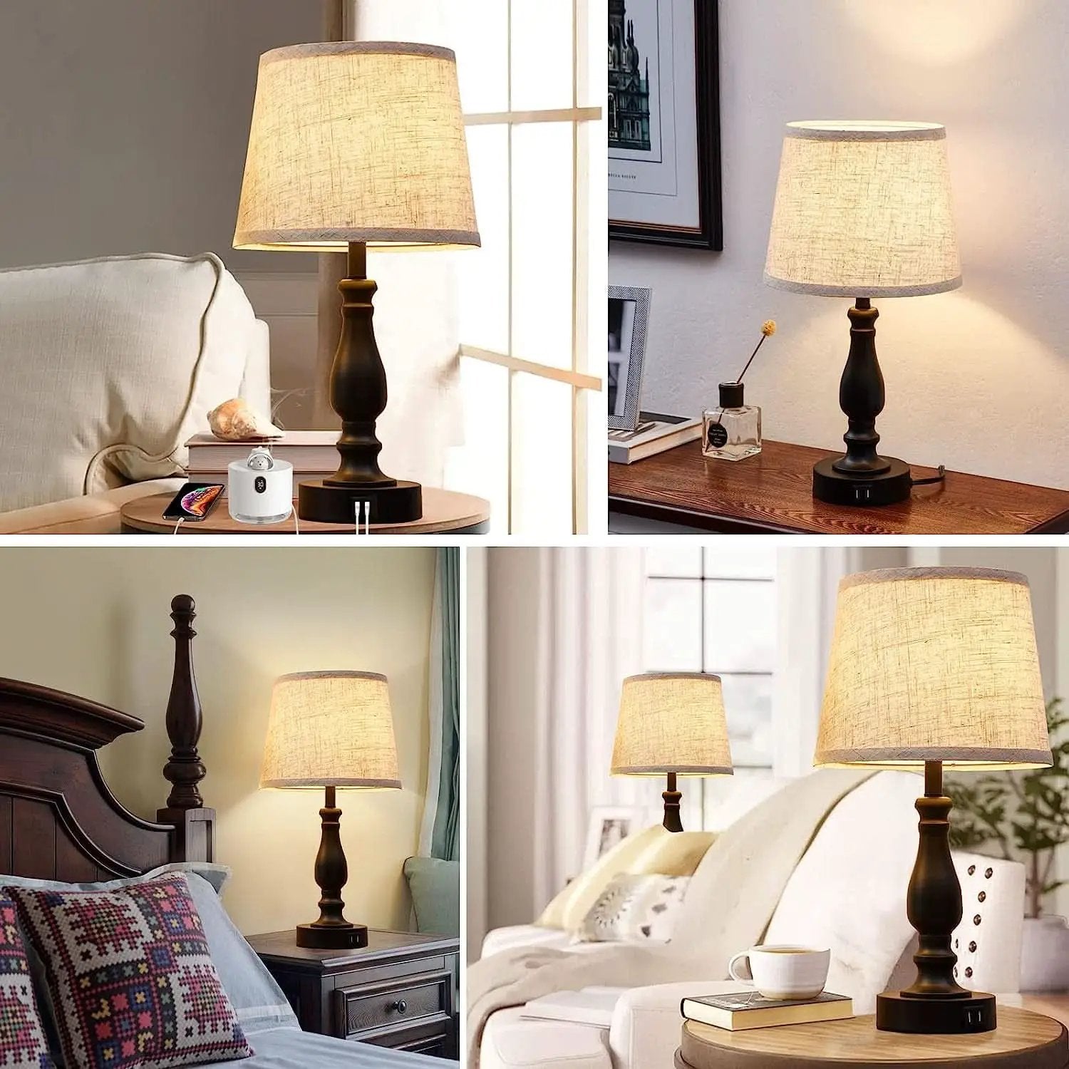 Bedside Table Lamps Set Of 2 With USB Ports And Dimmable from PriceLows™