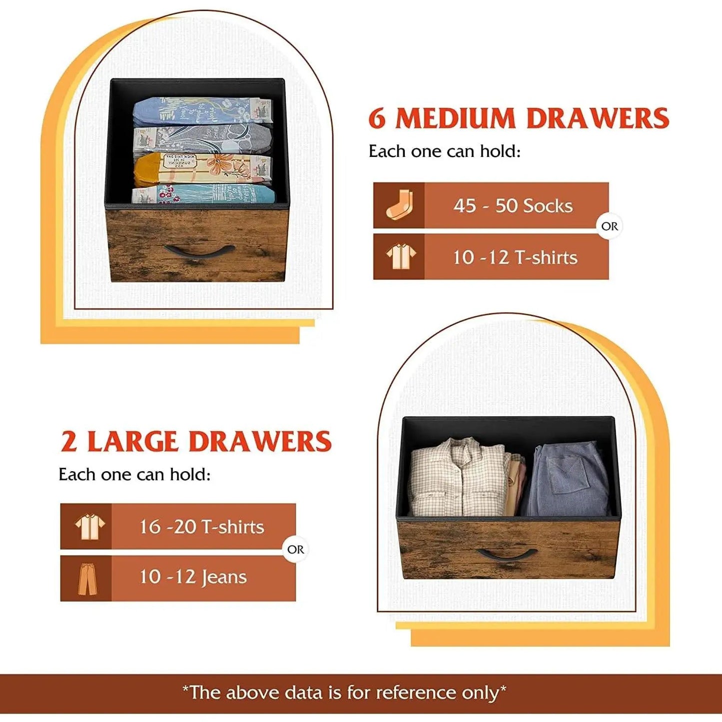 Rustic Brown Dresser With 8 Large Deep Drawers For Bedroom from PriceLows™
