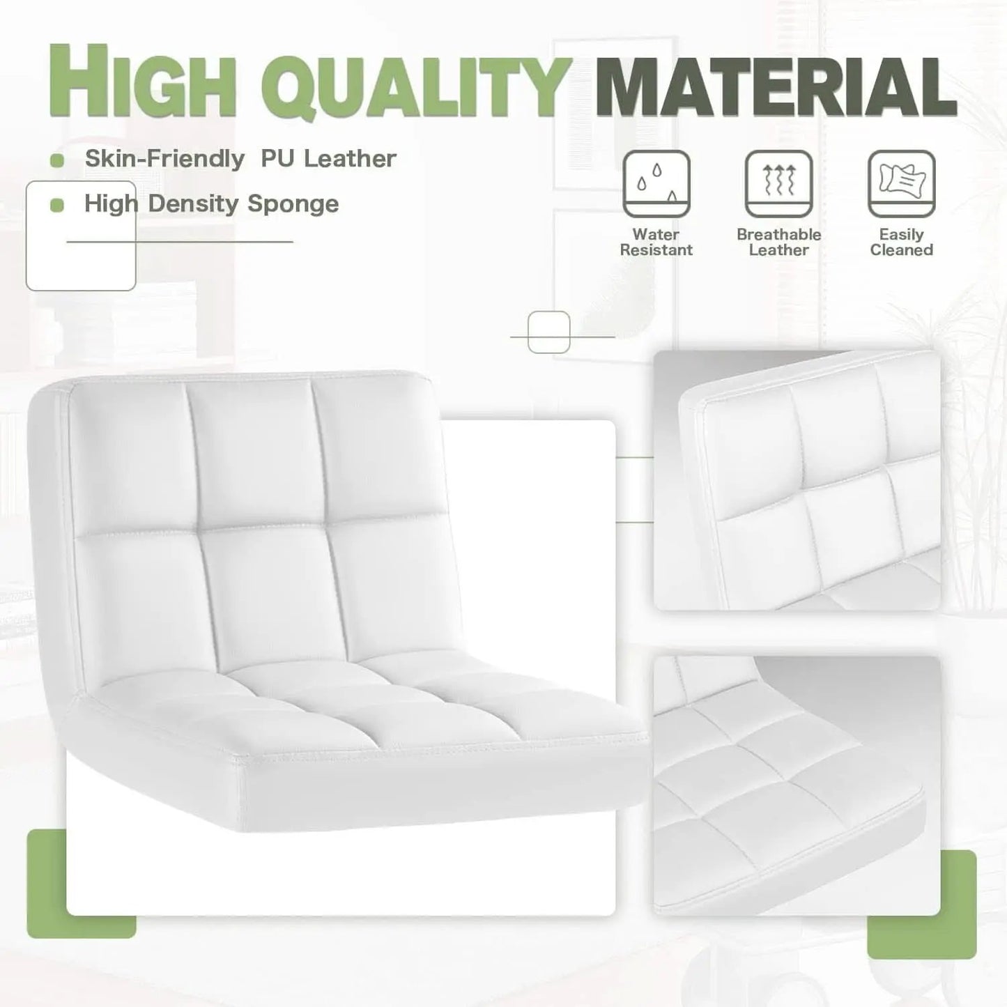 White PU Leather Swivel Bar Stool Set Of 2 Adjustable Height from PriceLows™
