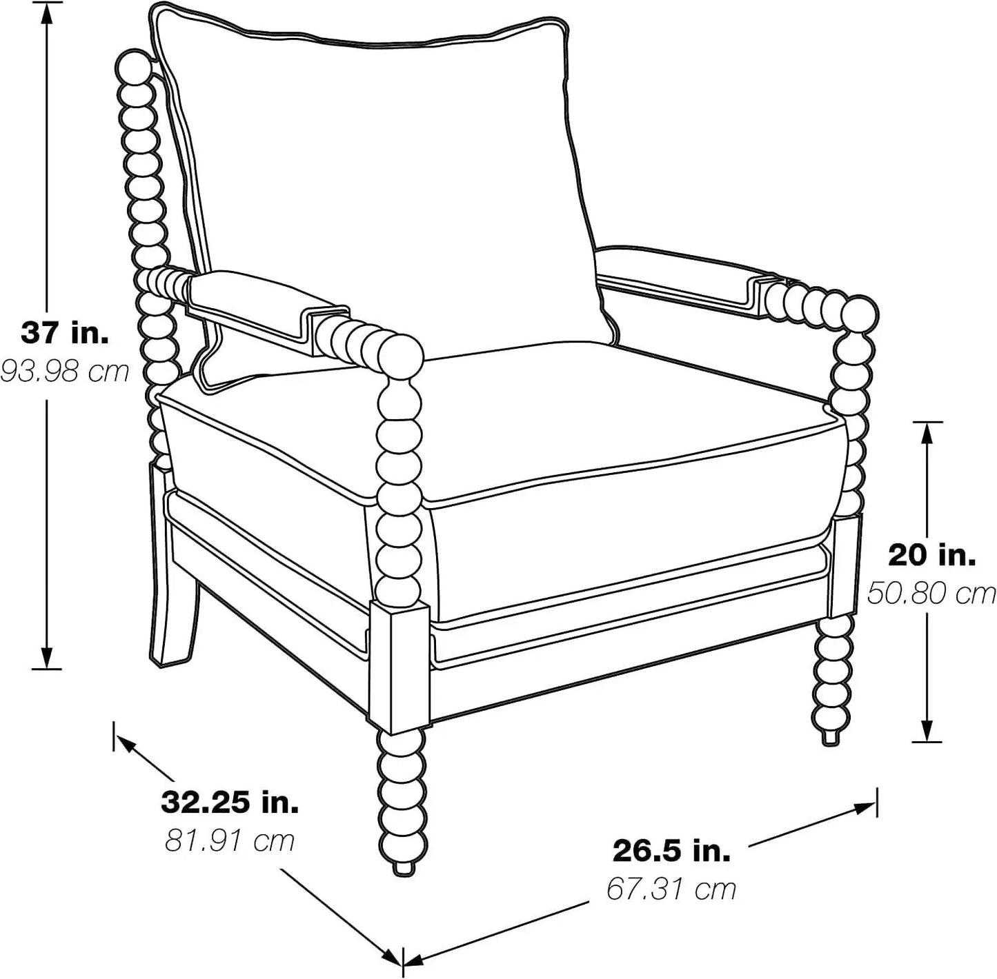 Spindle Accent Chair Smoke Grey Textured Upholstery from PriceLows™