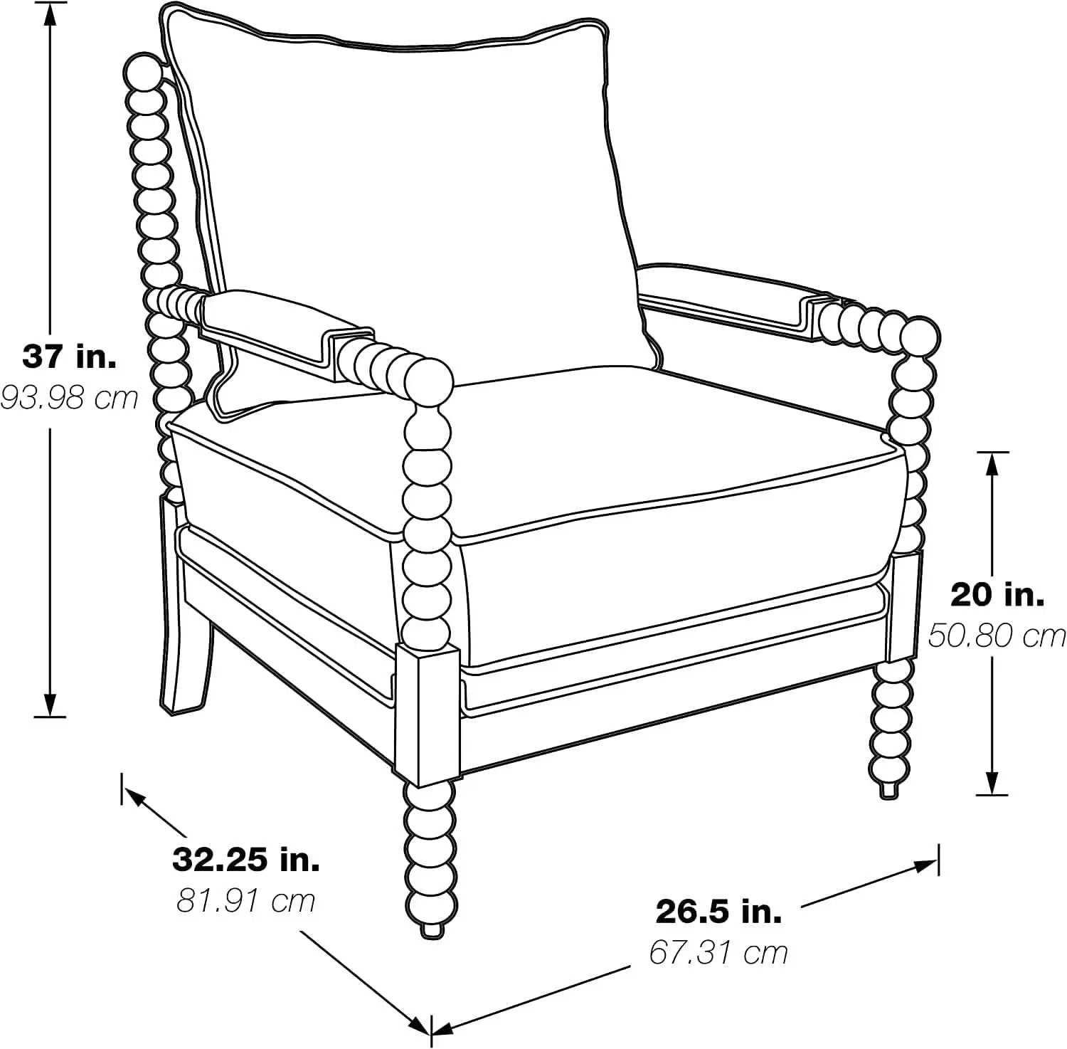Spindle Accent Chair Smoke Grey Textured Upholstery from PriceLows™