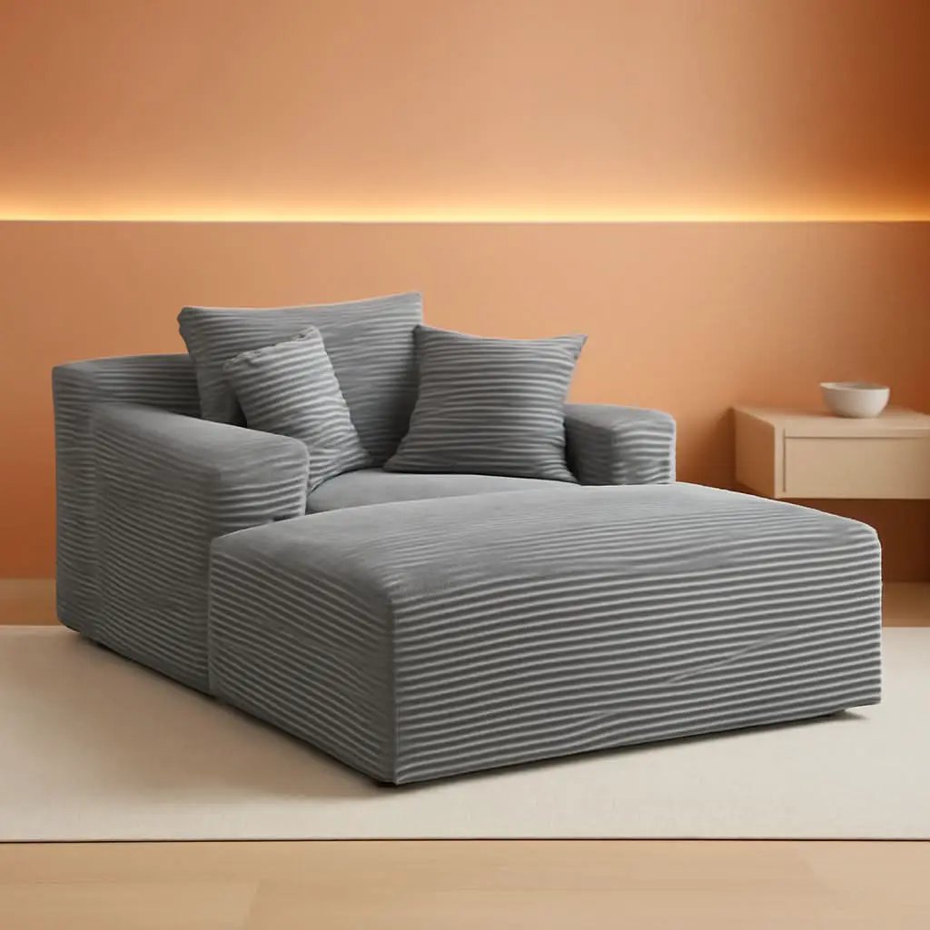 Oversized Chaise Lounge With Deepseat Corduroy Upholstery from PriceLows™