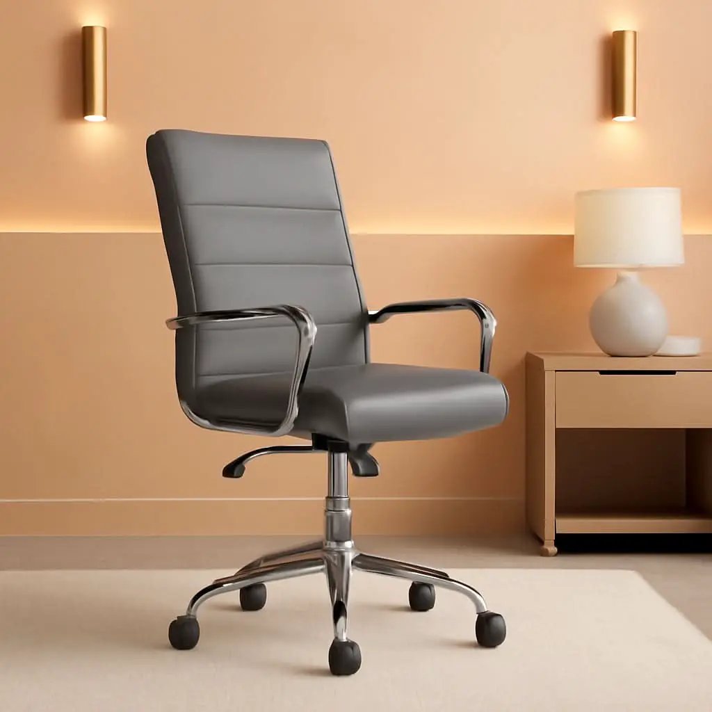 Gray LeatherSoft Office Chair With Swivel Adjustable Height from PriceLows™