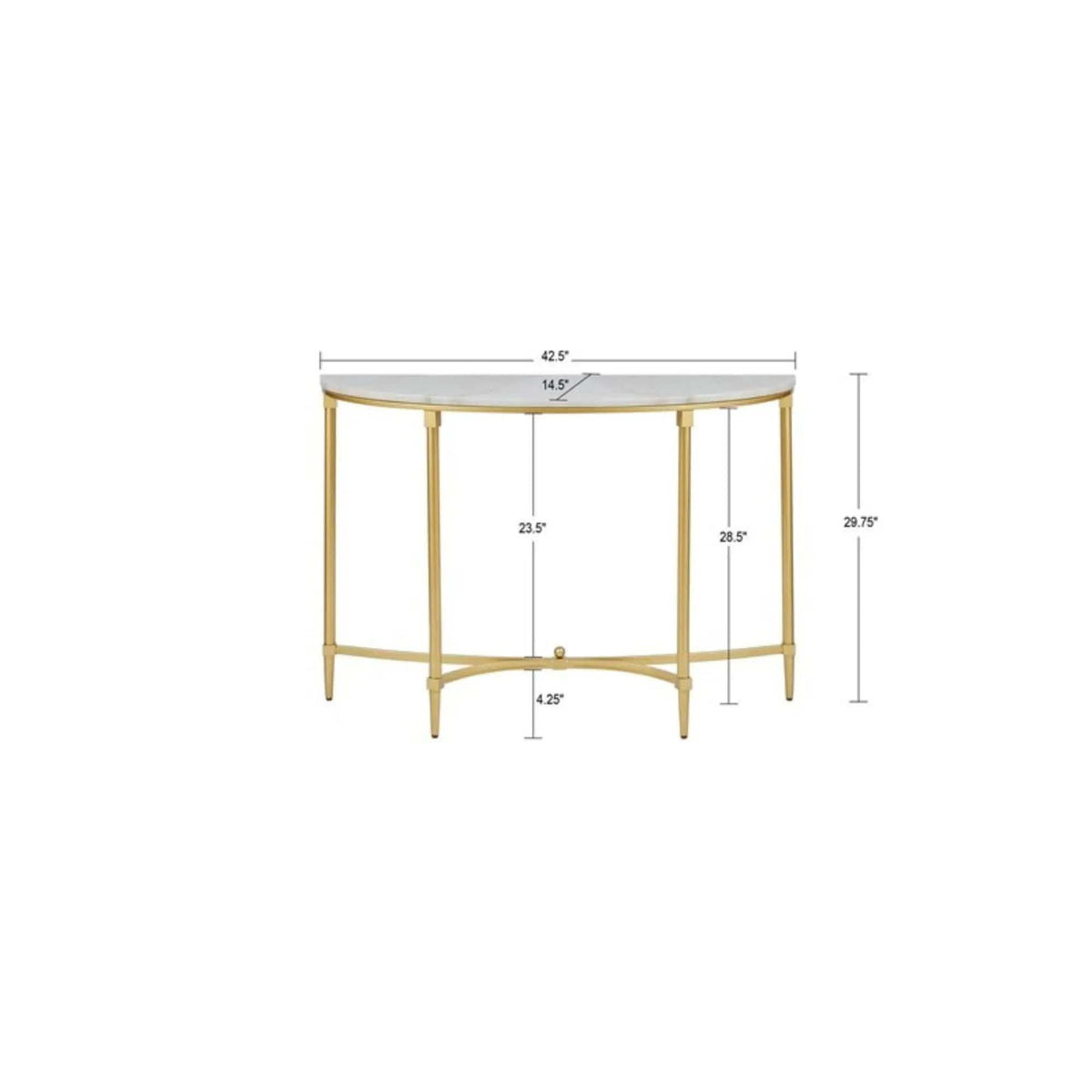 Bordeaux Console Table | 42.5 x 14.5 x 29.75 in | Marble & Metal | White / Gold