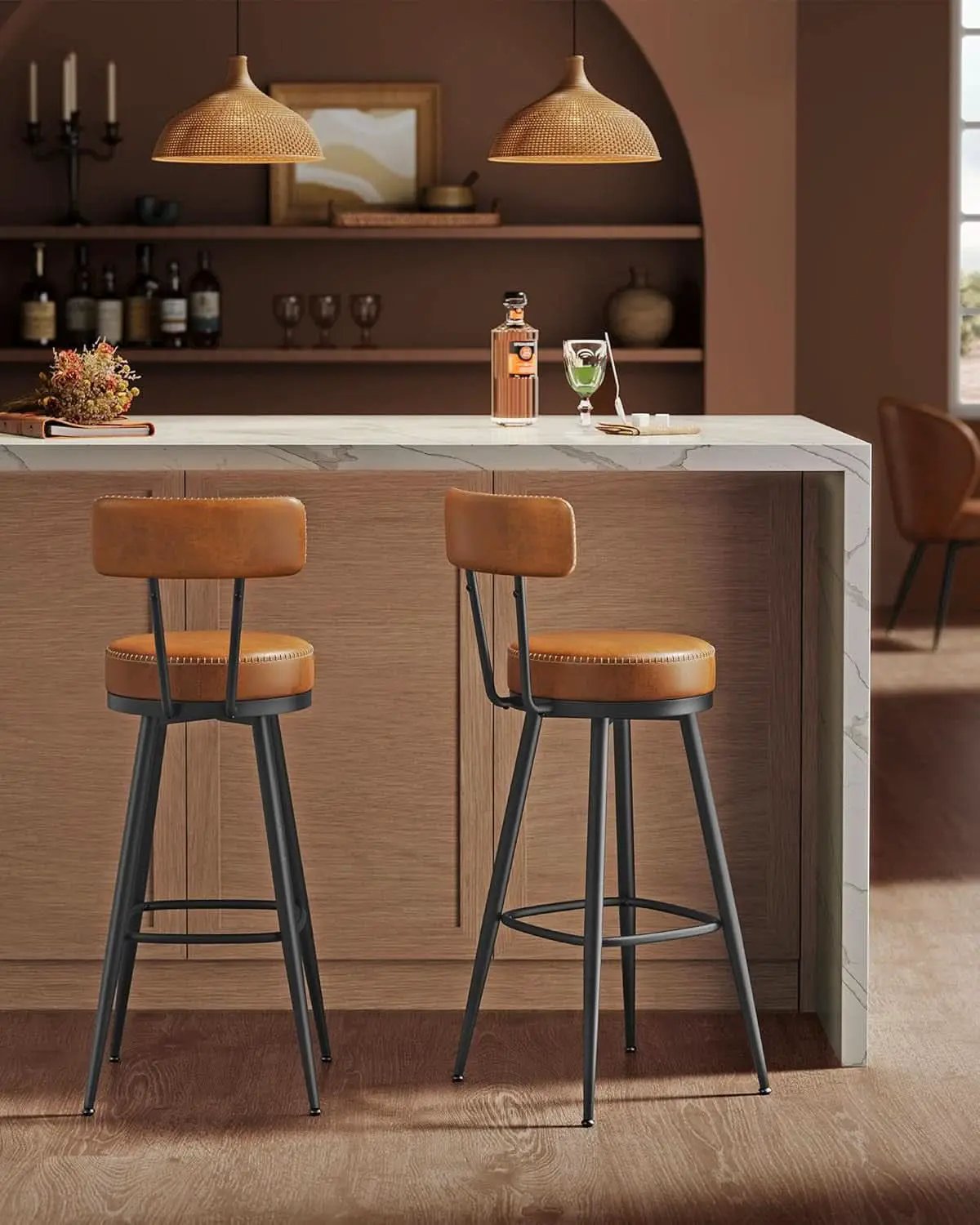 Swivel Bar Stools Set of Two for Kitchen from PriceLows™