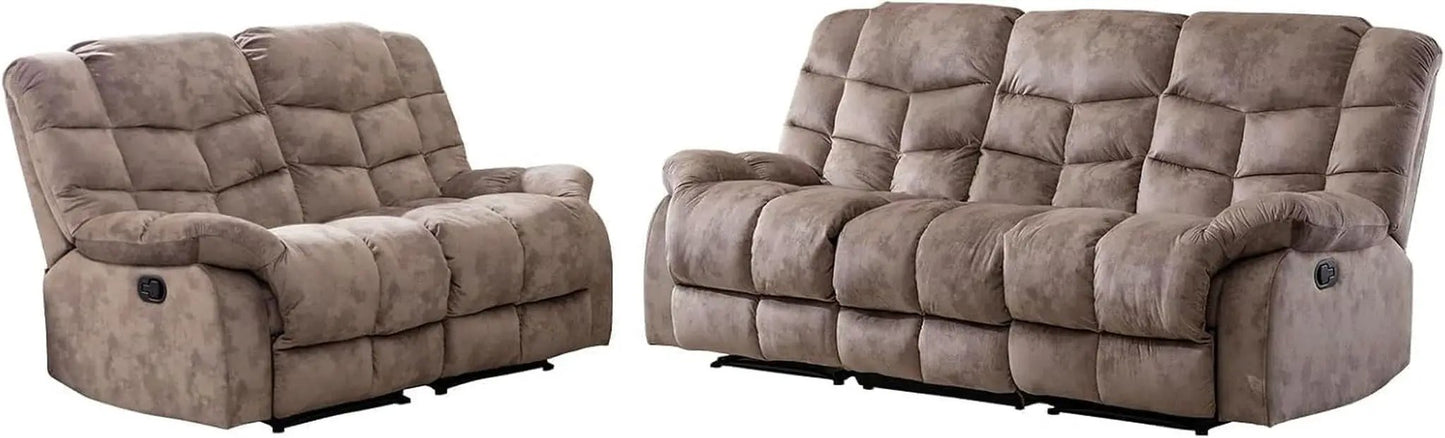 Manual Recliner Sofa Set Memory Foam Cushions Brown from PriceLows™