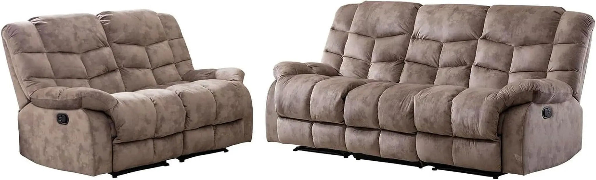 Manual Recliner Sofa Set Memory Foam Cushions Brown from PriceLows™