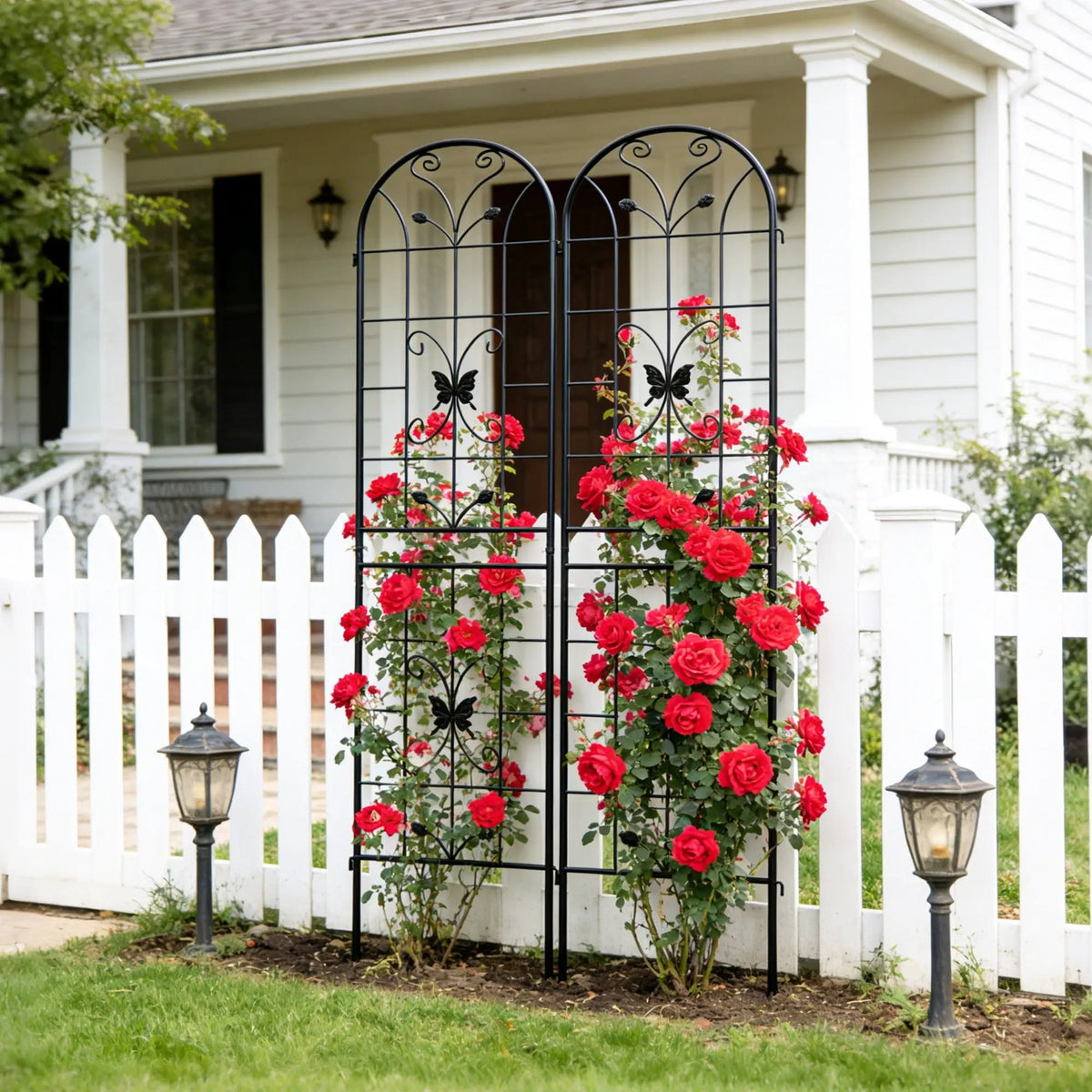 Garden Metal Trellis | Rustproof | Extendable 80 Inch Width | Galvanized Powder-Coated Pipe