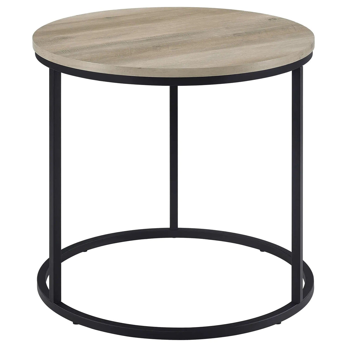 Lainey Round Occasional Side End Table Distressed Pine | 23 x 23 x 21.75 in | Metal | Living Room