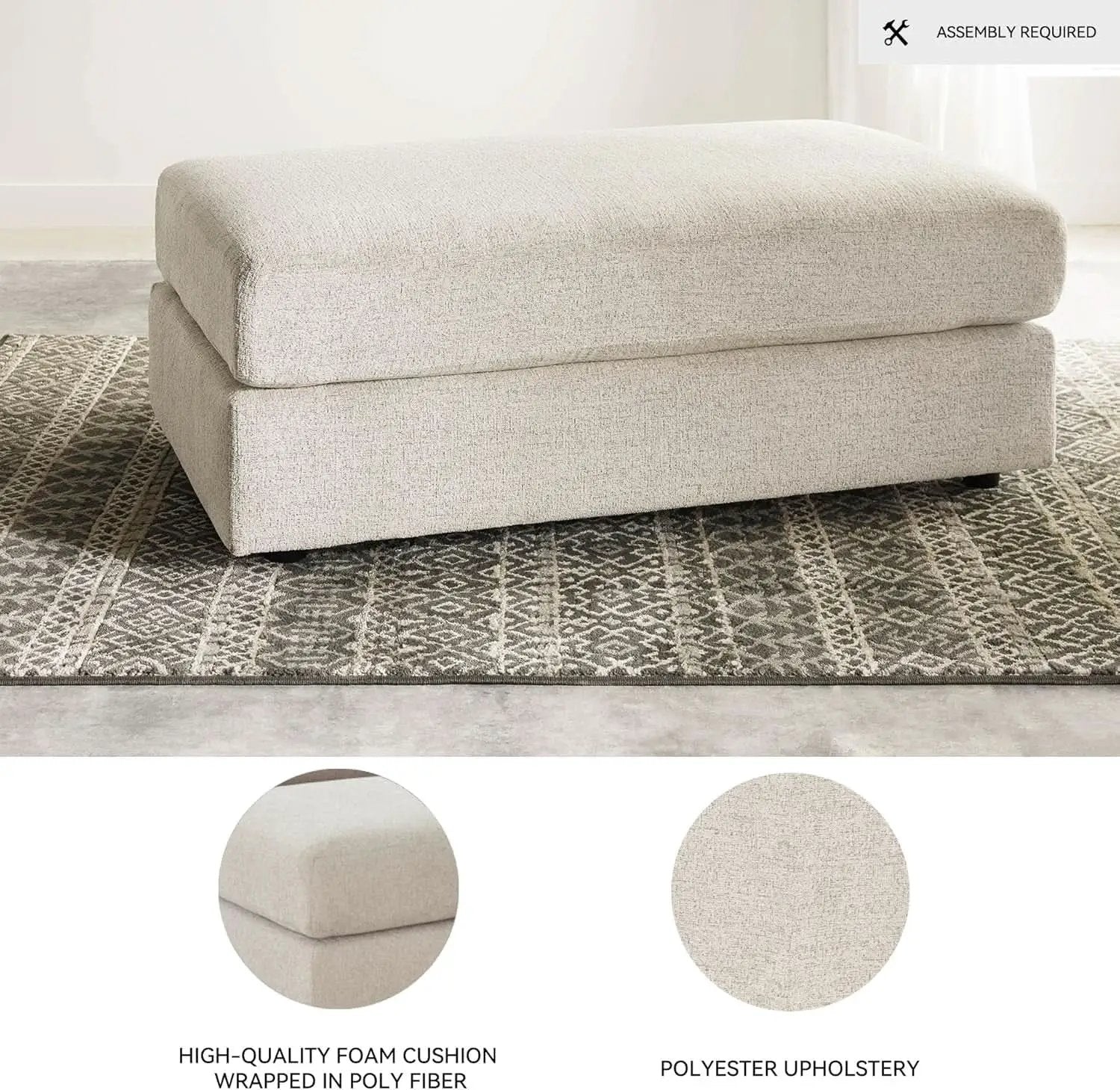 Soletren Oversized Ottoman Off White Modern Furniture from PriceLows™