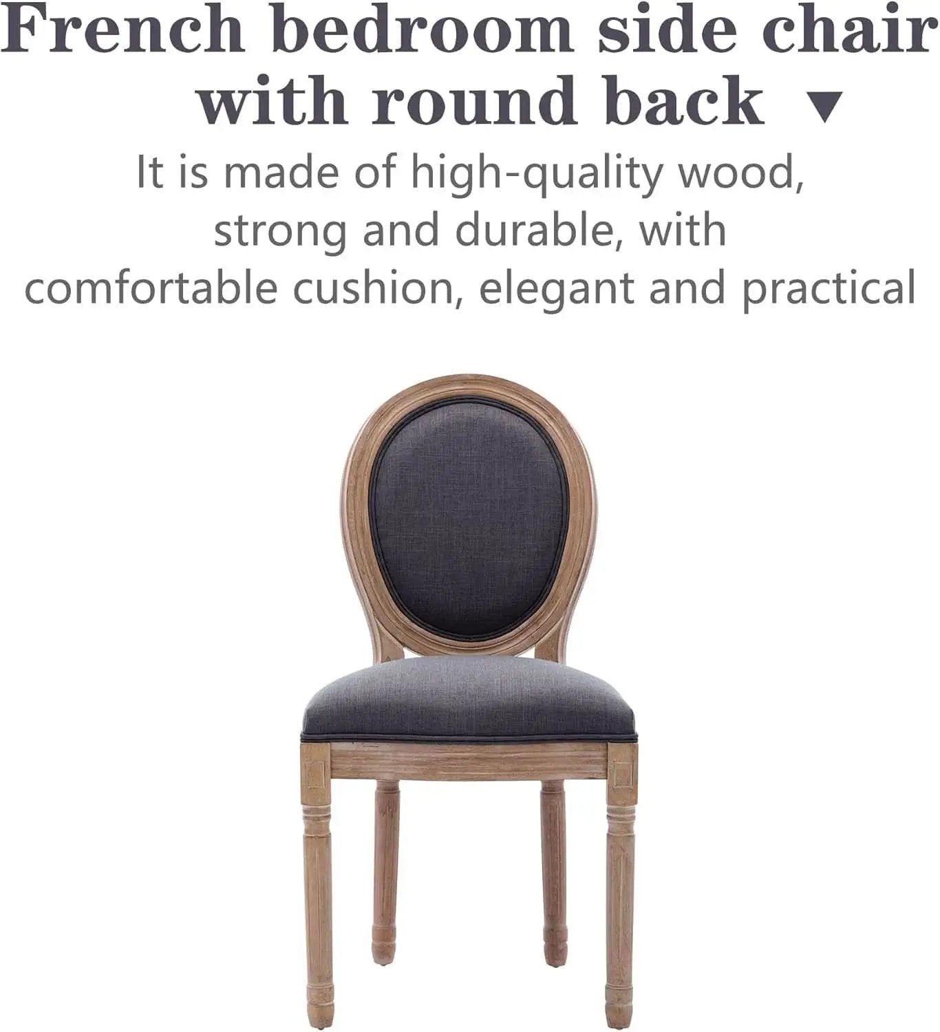 French Country Dining Chairs Set of 4 Oak Wood Round Back from PriceLows™
