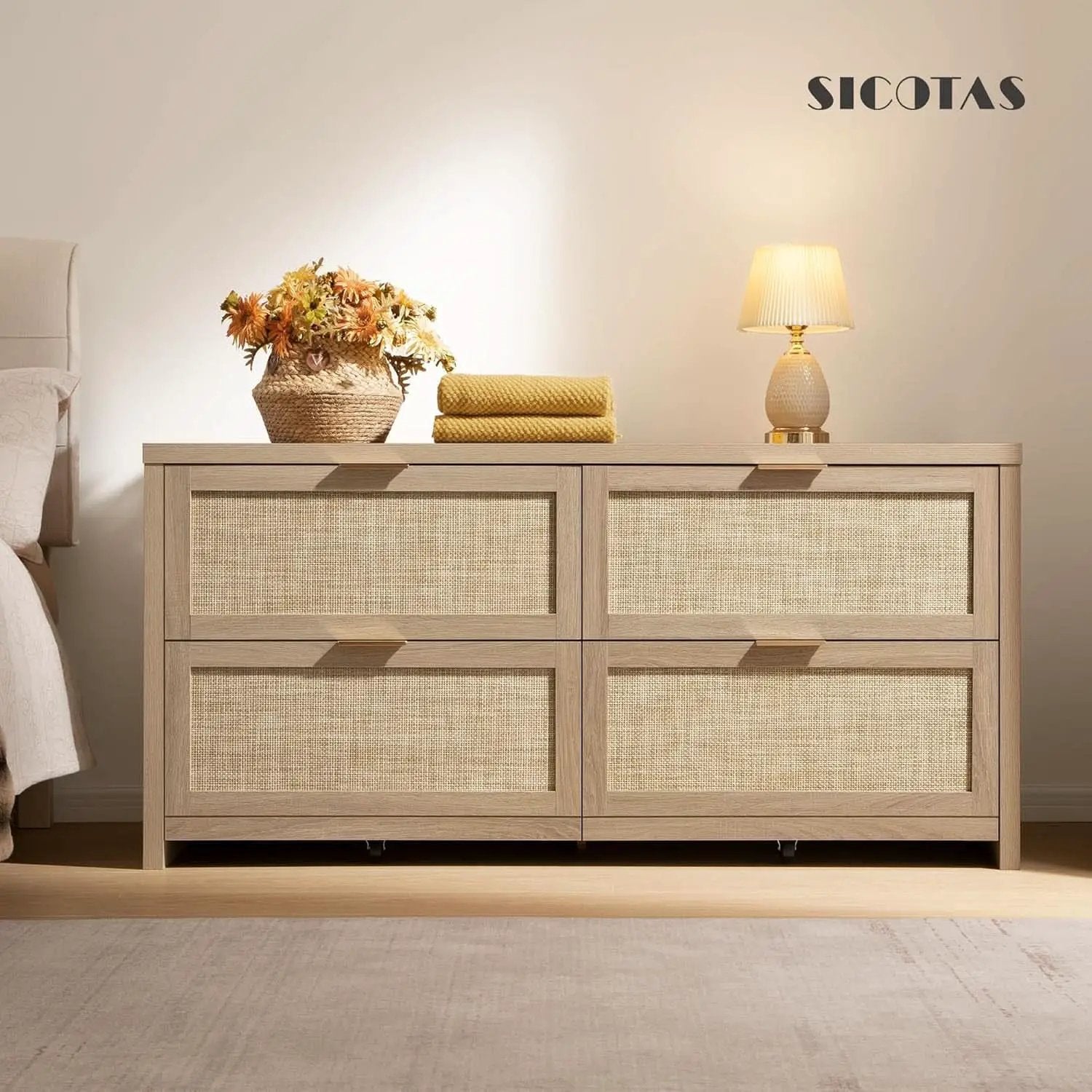 60.8 Inch Dresser Caramel Oak Finish With 7 Drawers from PriceLows™