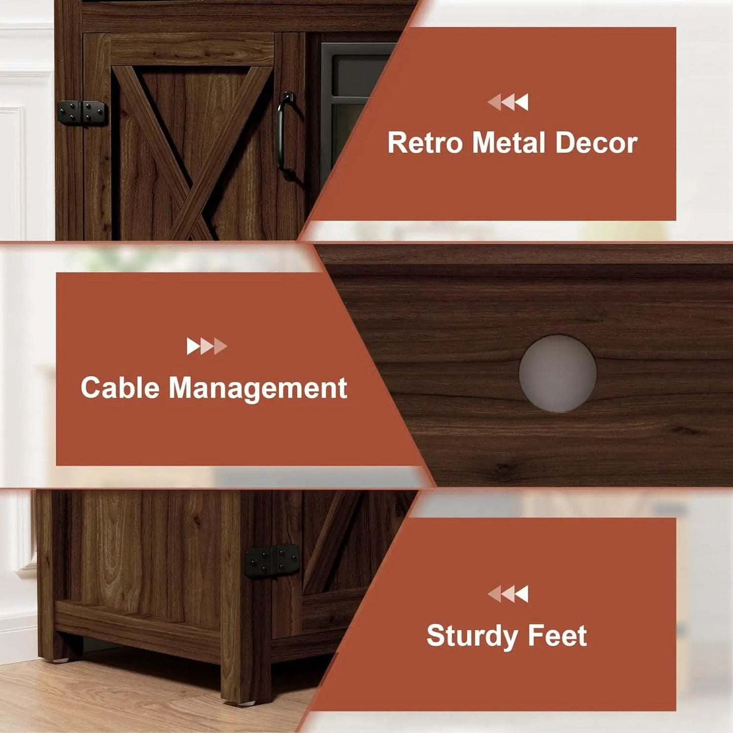 Rustic Fireplace TV Stand For 65 Inch TVs With Storage from PriceLows™