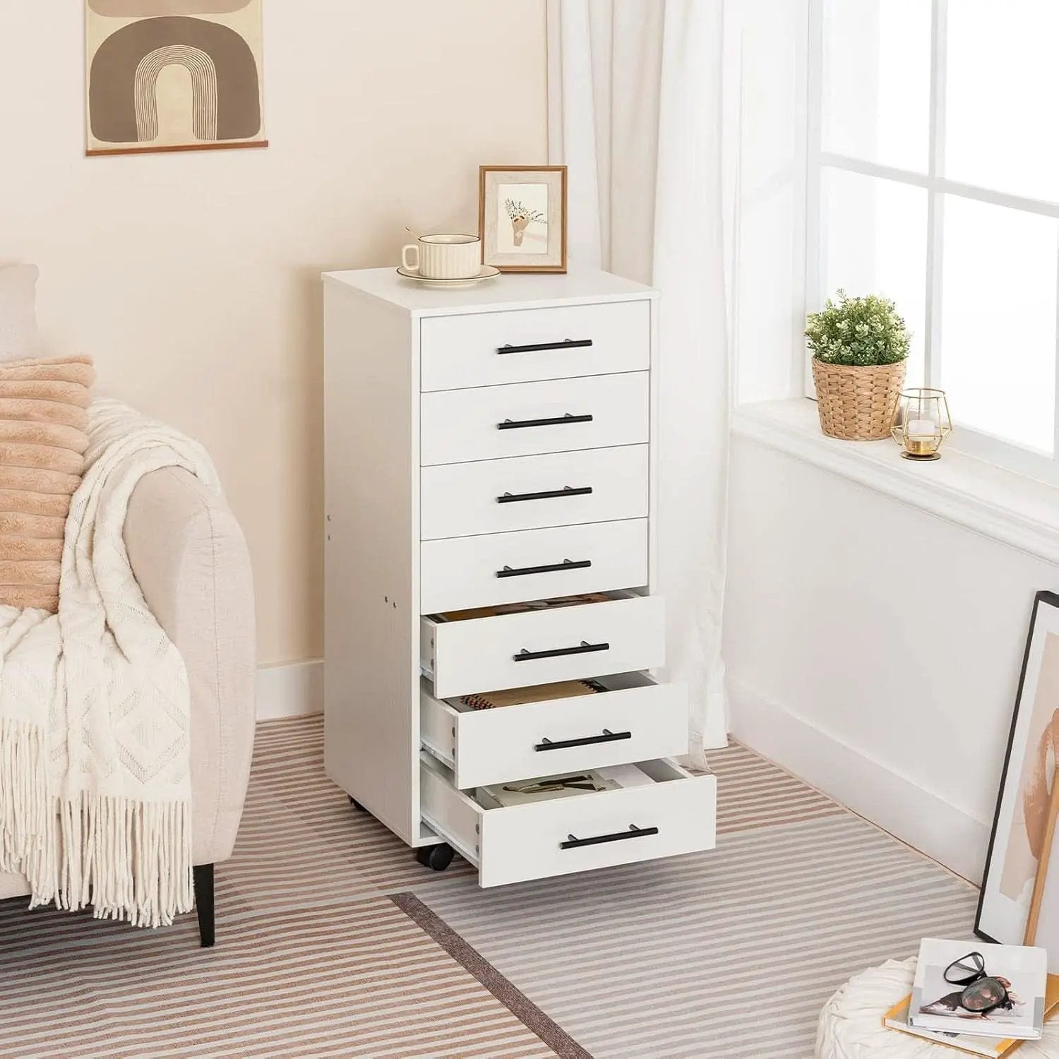 White 7 Drawer File Cabinet Storage For Home Office from PriceLows™