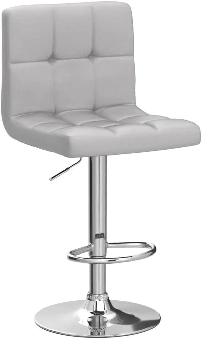 Bar Stools 2 Pack Adjustable Gray PU Leather Counter Height from PriceLows™