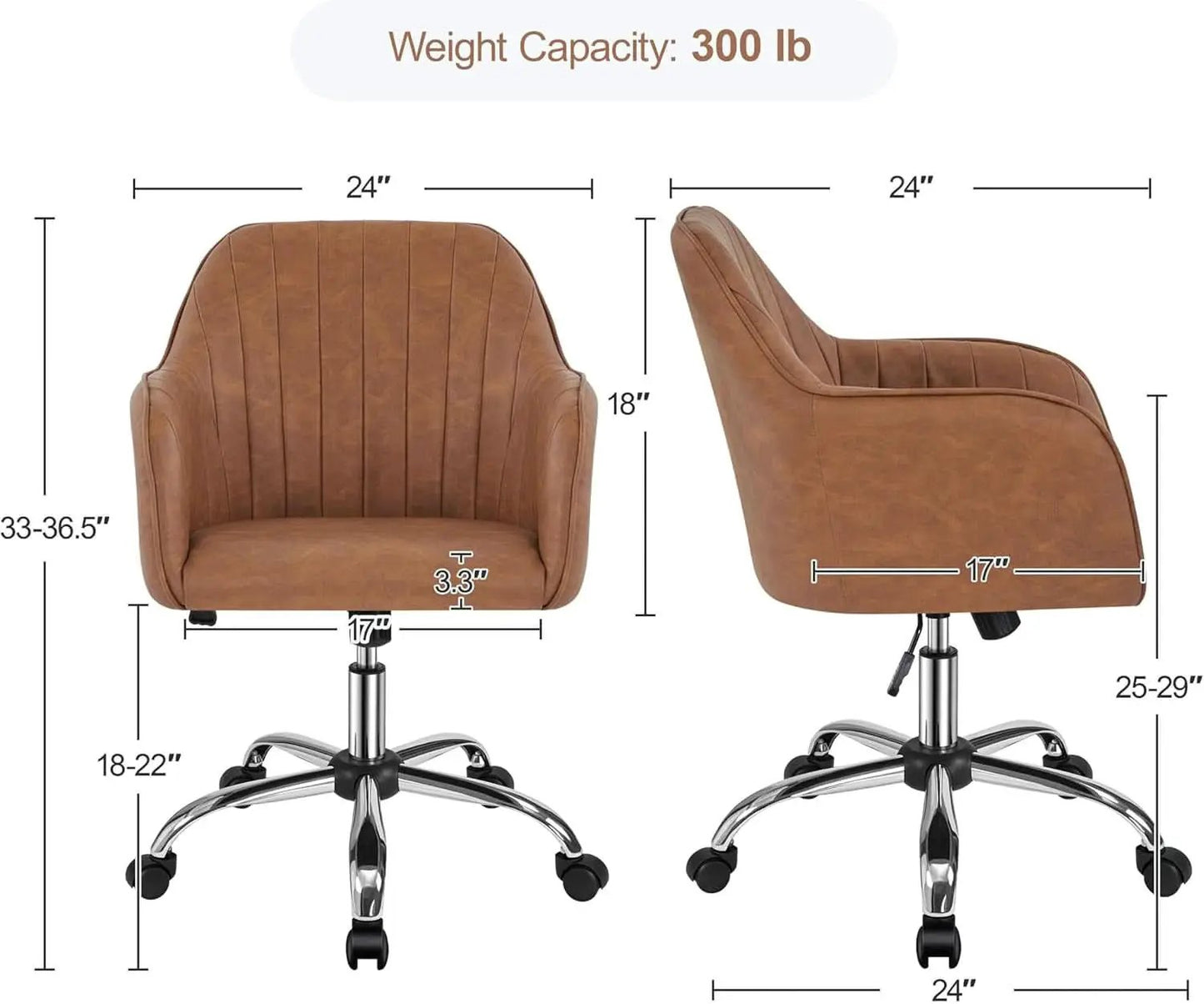 Height Adjustable Brown Ergonomic Office Desk Chair from PriceLows™