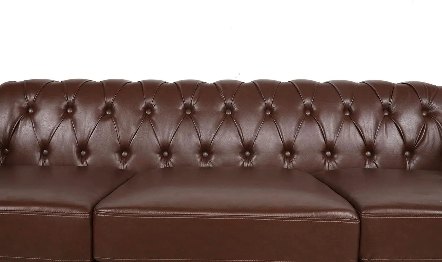 PU Brown Leather Modular Sectional Sofa Tufted Cushions from PriceLows™