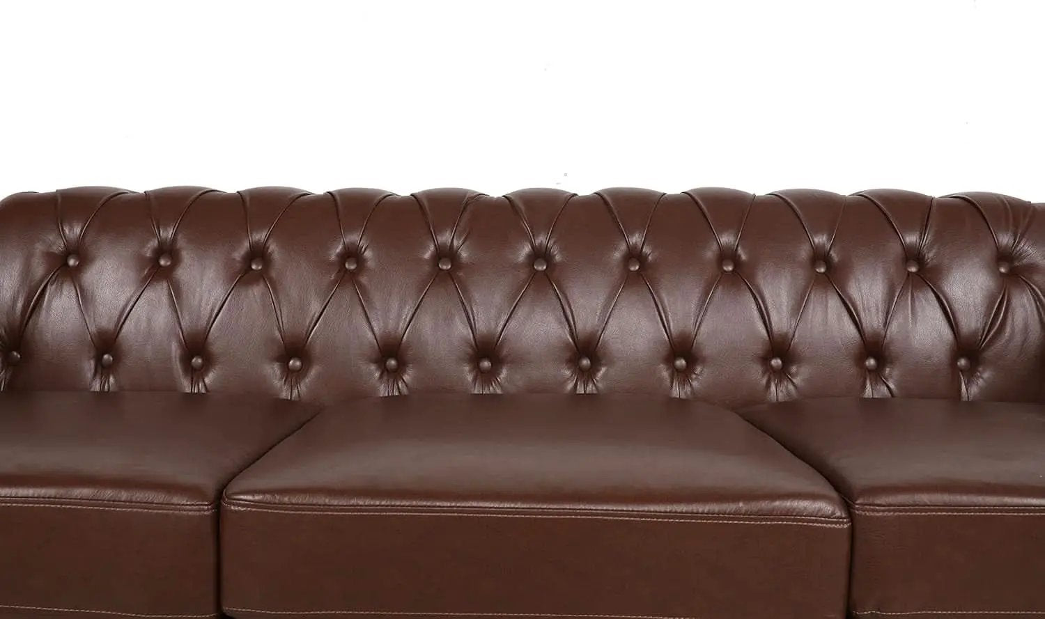 PU Brown Leather Modular Sectional Sofa Tufted Cushions from PriceLows™