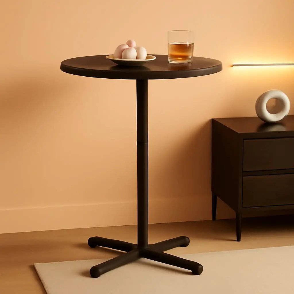 Round Pub Table 23 Inch Diameter Ebony Black Metal Frame from PriceLows™