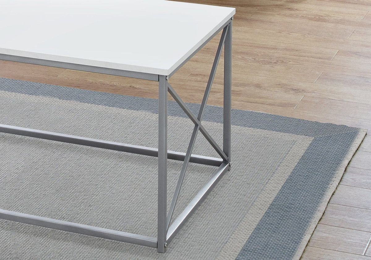 Table Set, Coffee, End, Side, Accent, Living Room, Contemporary, Modern (Set of 3) - | 42.25 x 22 x 18.25 in | Metal | White