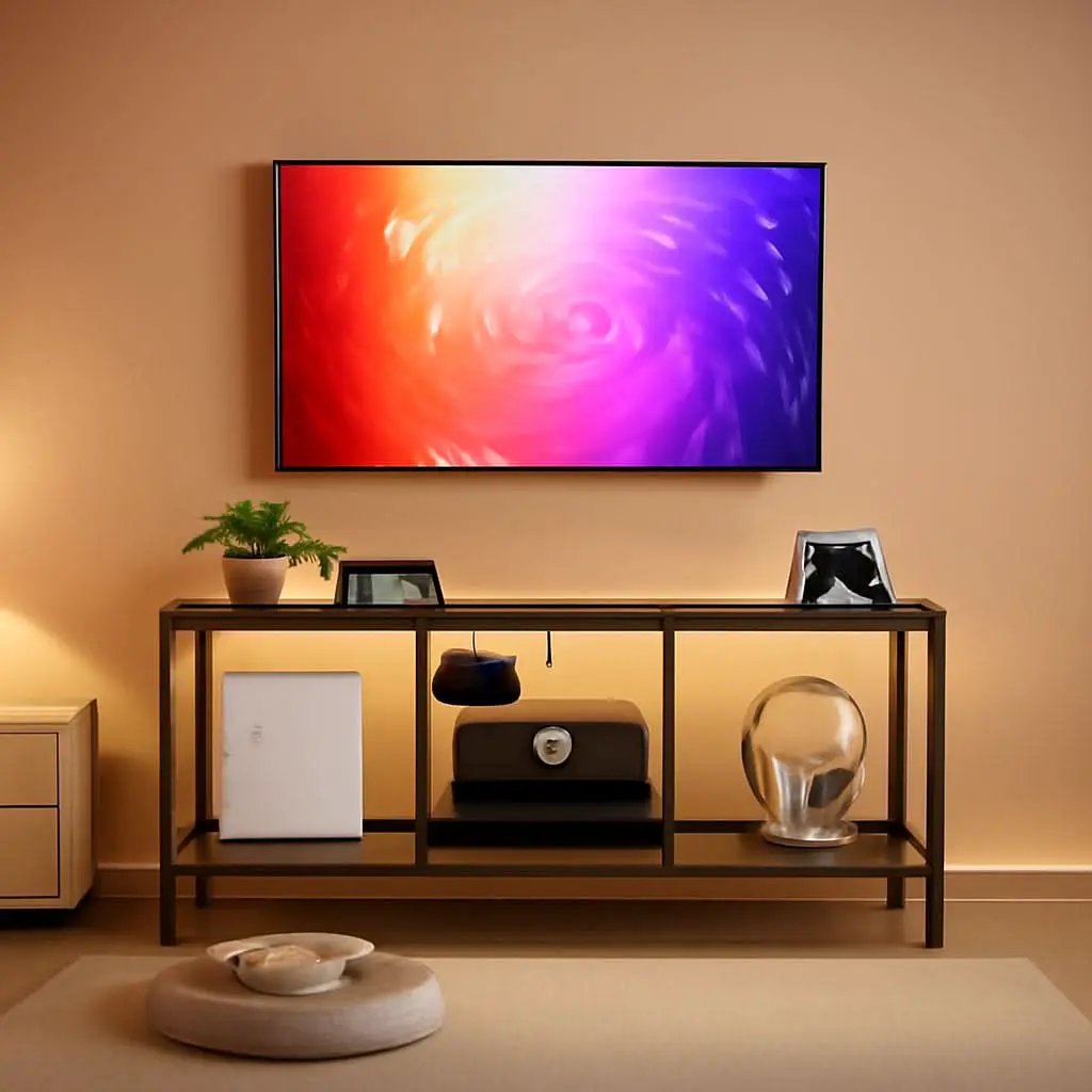 Rustic Brown And Black LED TV Stand With Charging Station Up To 55 Inches from PriceLows™