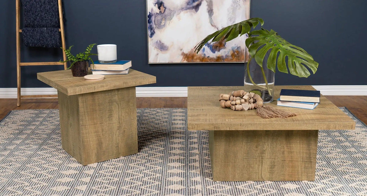 Devar Square Engineered Wood End Table Mango | 23.5 x 23.5 x 21.75 in | Engineered Wood | Brown