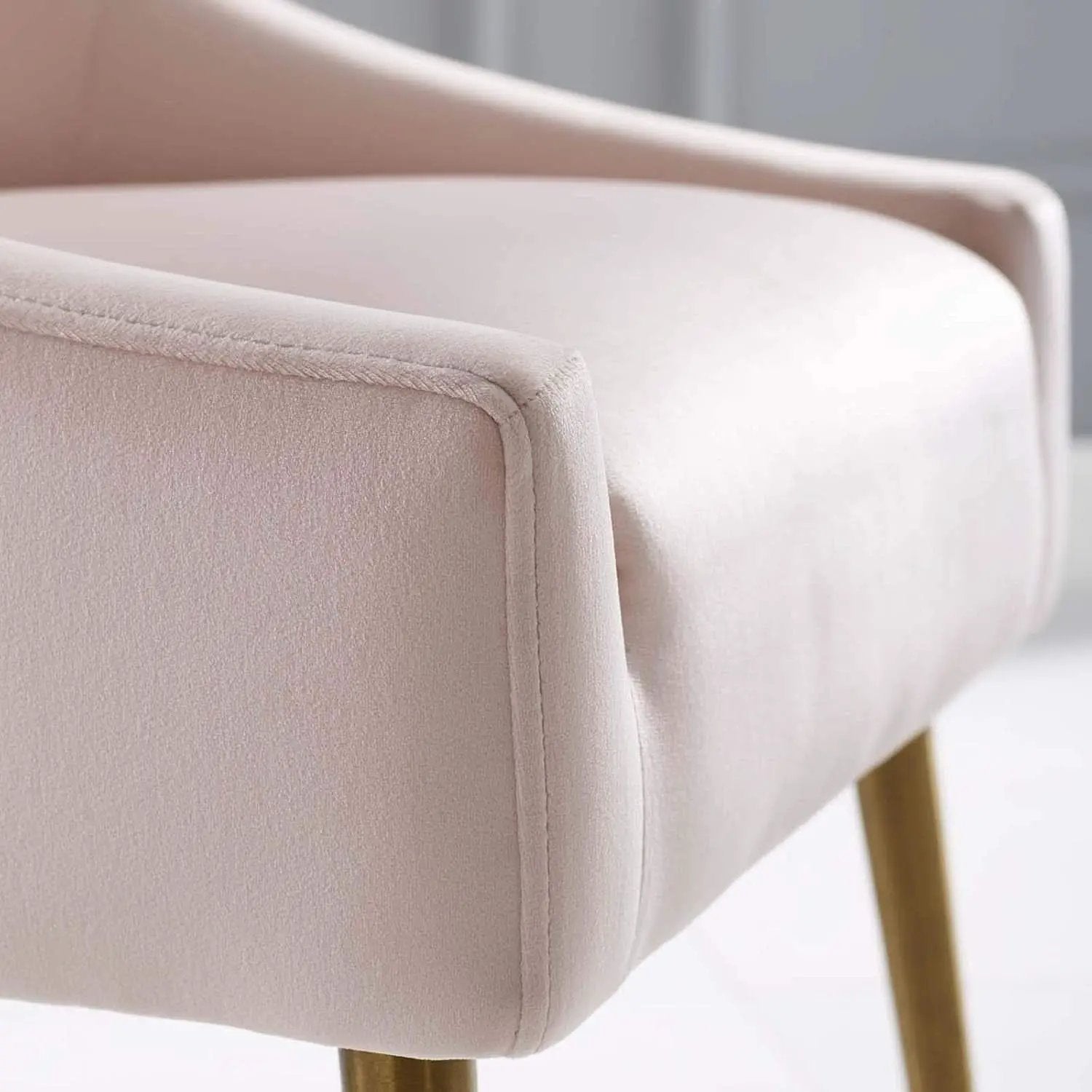Pink Velvet Dining Chair With Gold Accents For Dining Room from PriceLows™