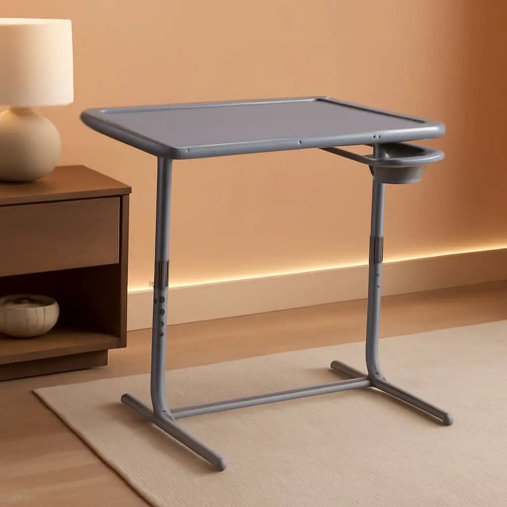 Gray Adjustable TV Tray Table For Bed And Sofa With 6 Height 3 Tilt from PriceLows™
