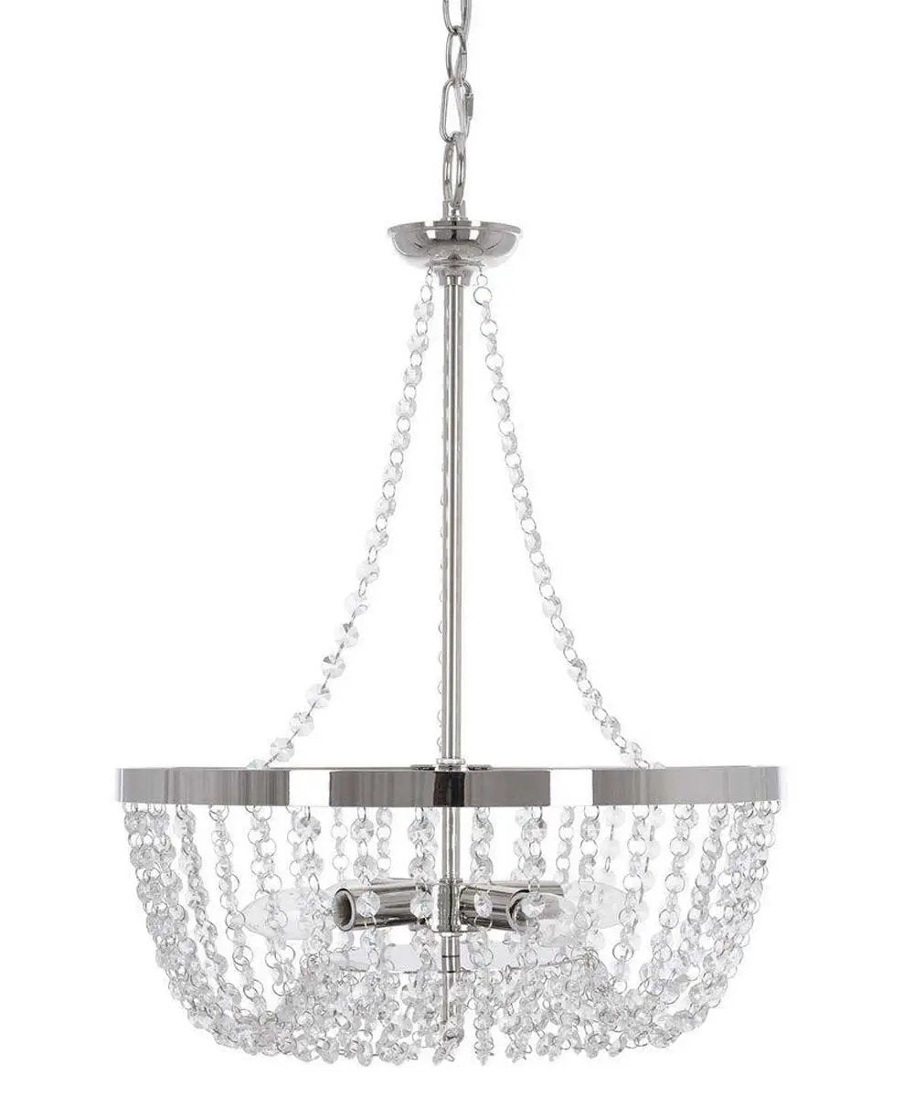 Crystal Pendant Light | 16 Inch Width | 4 Lights | Polished Nickel