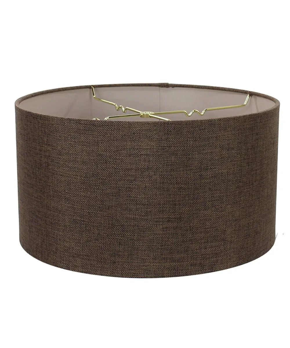 Shallow Drum Lampshade | Chocolate Burlap | Steel Frame | 18X18X10