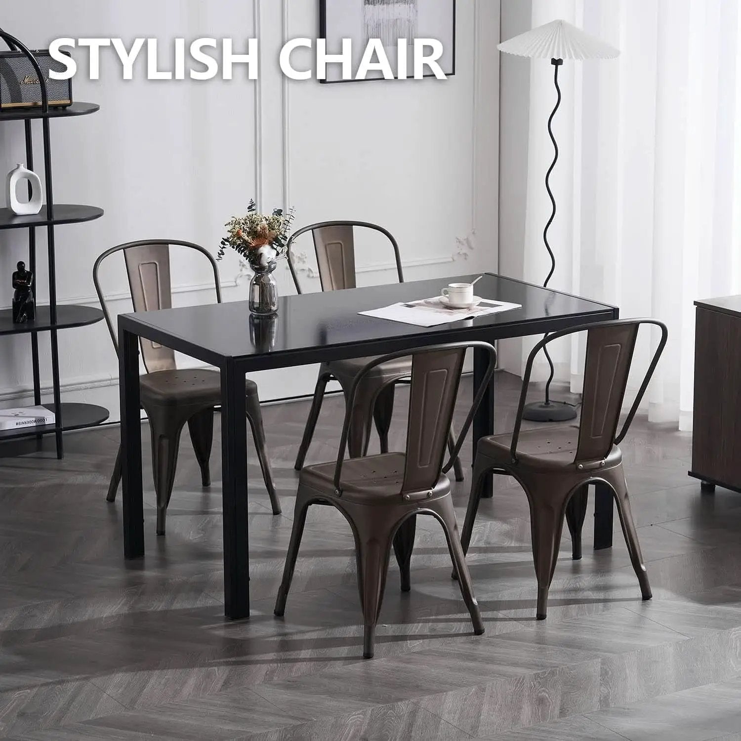 Tolix Style Metal Dining Chair 18 Inch Stackable Set Of 4 from PriceLows™