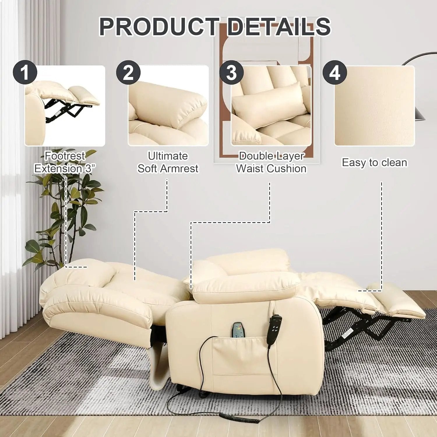Large Reclining Lift Chair With Dual Motor Massage from PriceLows™