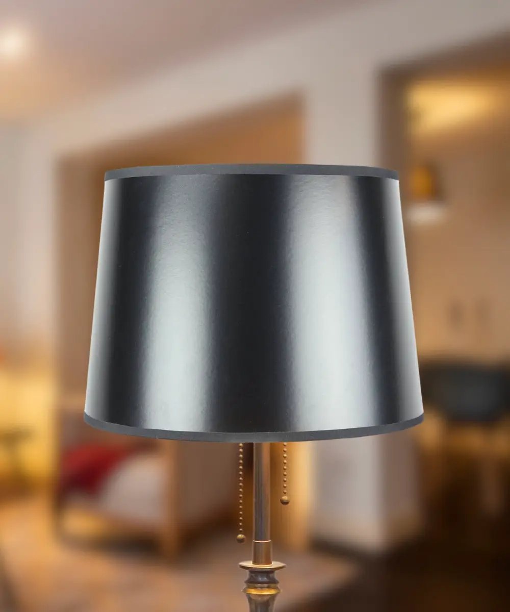 Black Drum Lampshade | Gold Lined | Premium Hardback | 14W X 10H