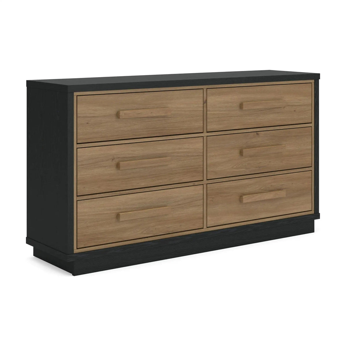 Kozmour Six Drawer Dresser | 58.03 x 15.63 x 33.07 in | Engineered Wood & Mdf | Black / Brown