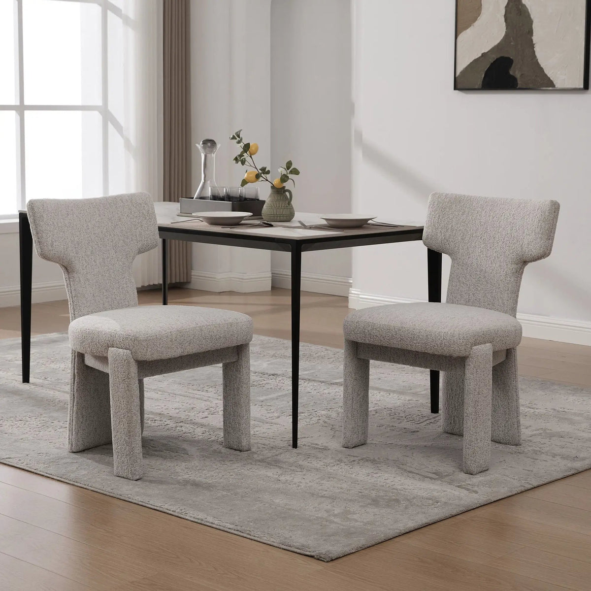 Armless Accent Chairs | Curved Back | Futuristic Design | Foam Padded Fabric