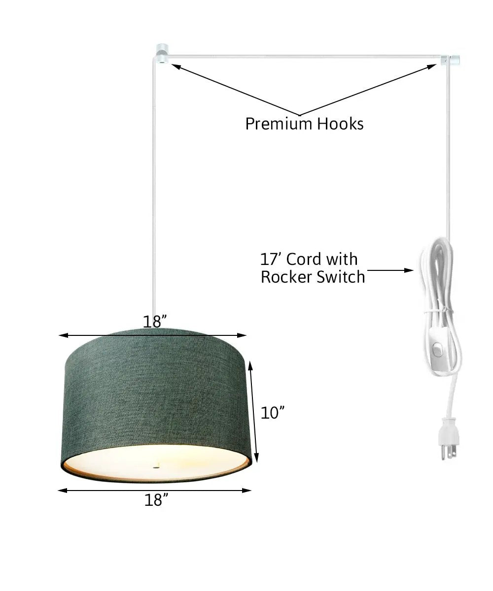 Swag Plug In Pendant Light | 2 Light 18 Inch | Granite Gray