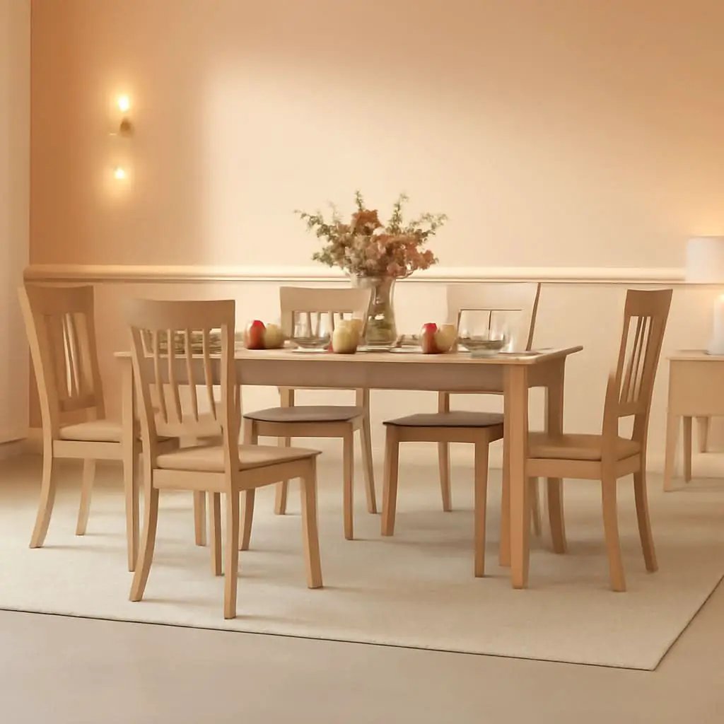 Windsor Spindle Back Dining Chairs Set Of 6 In Light Brown from PriceLows™