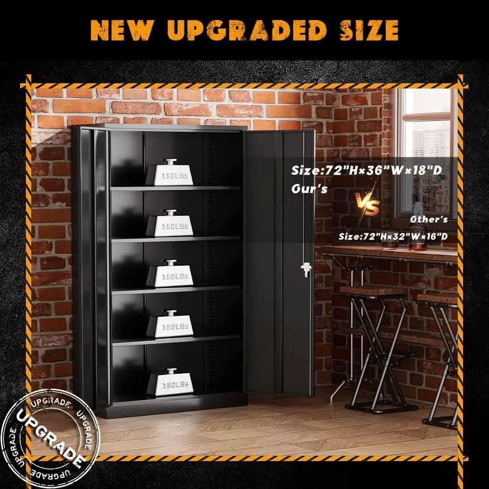 Black Metal Storage Cabinet With Lockable Shelves Heavy Duty from PriceLows™
