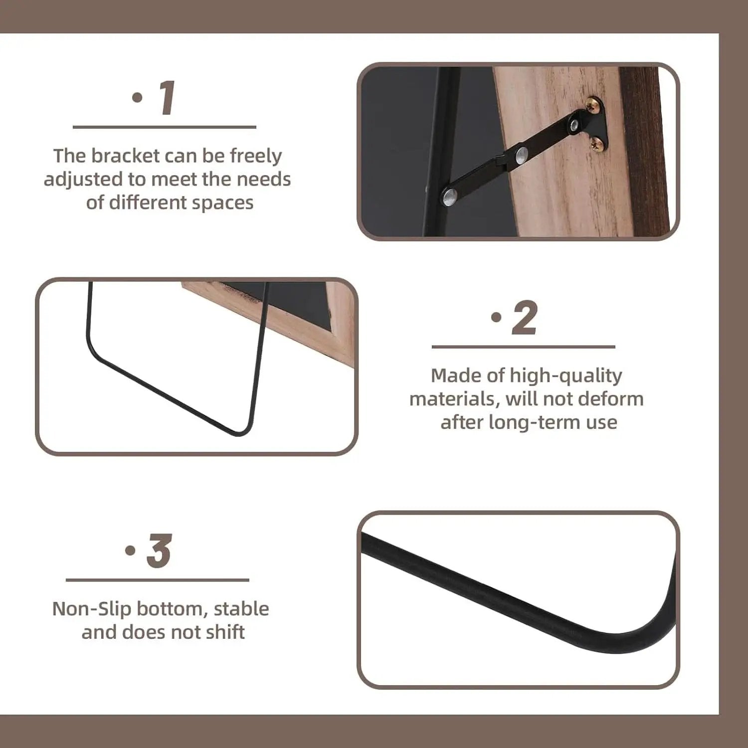 Arched Full Length Mirror 71x32 Inch Brown Solid Wood Frame from PriceLows™