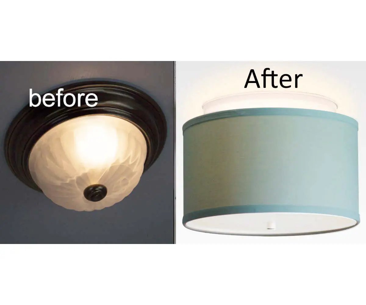 Flush Mount Conversion Kit | 14 Inch Wide | Paradise Blue | Drum Shade