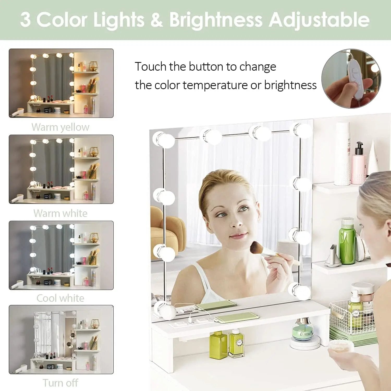 White Vanity Set With Lighted Mirror And Built In Power from PriceLows™