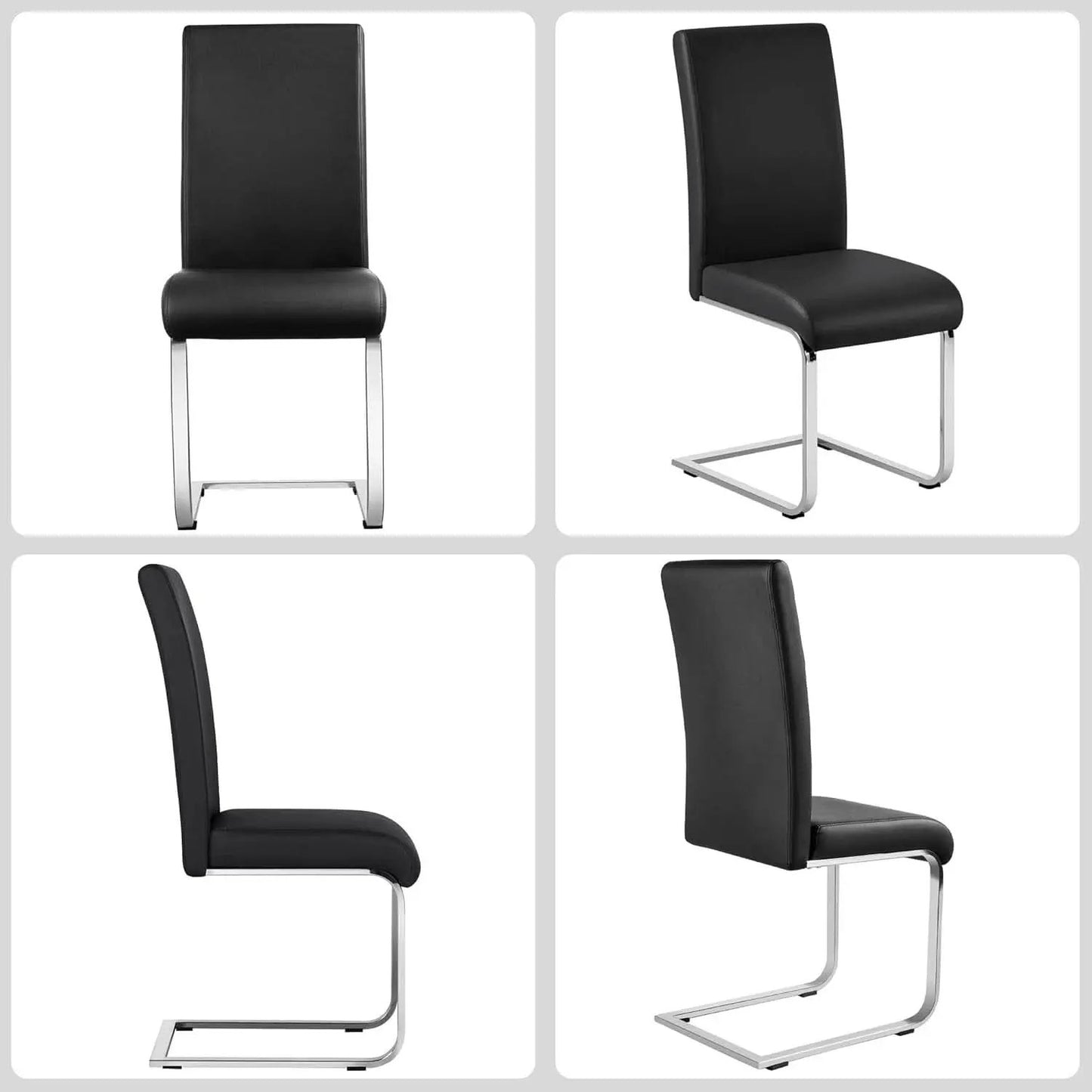 Leather Upholstered Dining Chairs Set Of 2 With Metal Legs Black from PriceLows™
