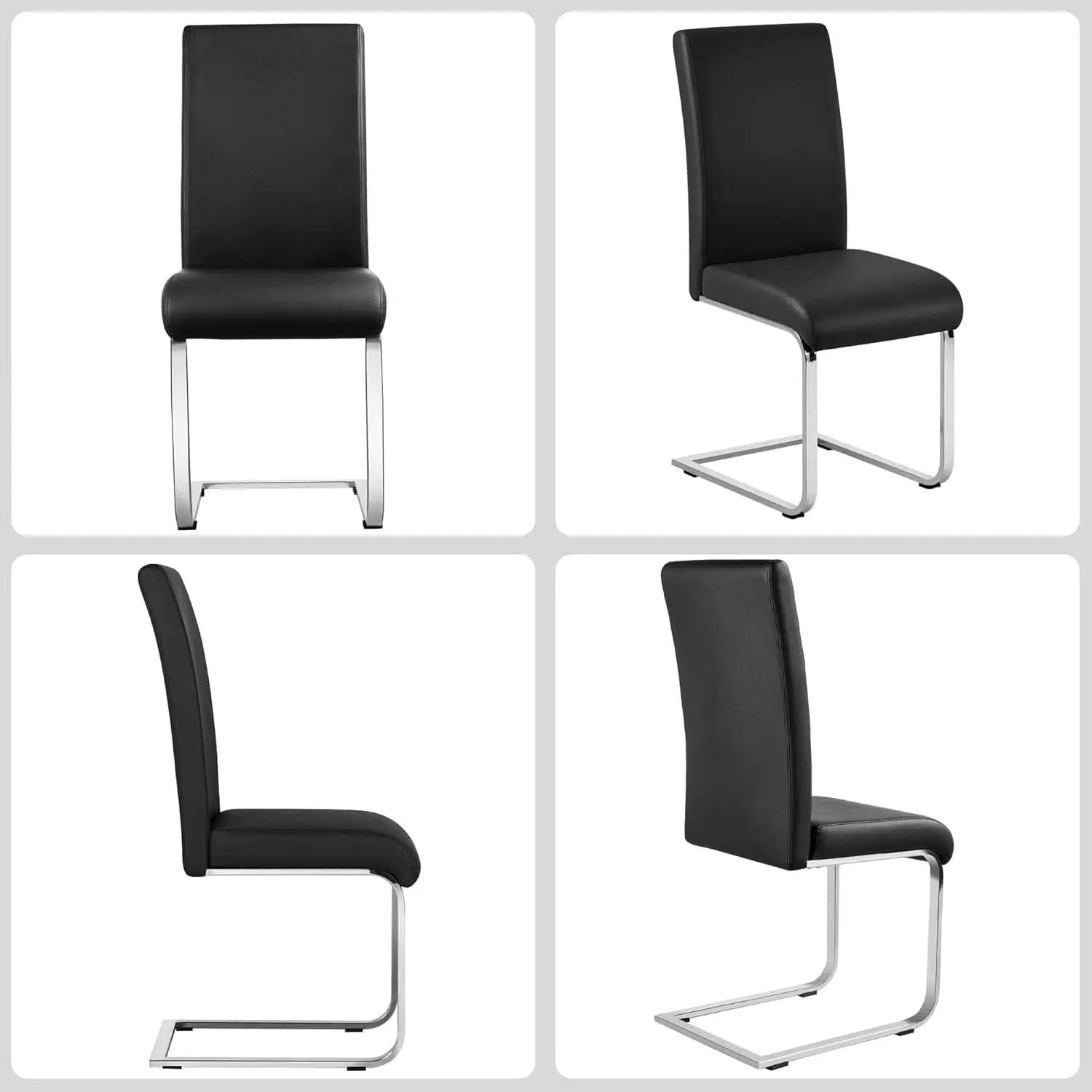 Leather Upholstered Dining Chairs Set Of 2 With Metal Legs Black from PriceLows™