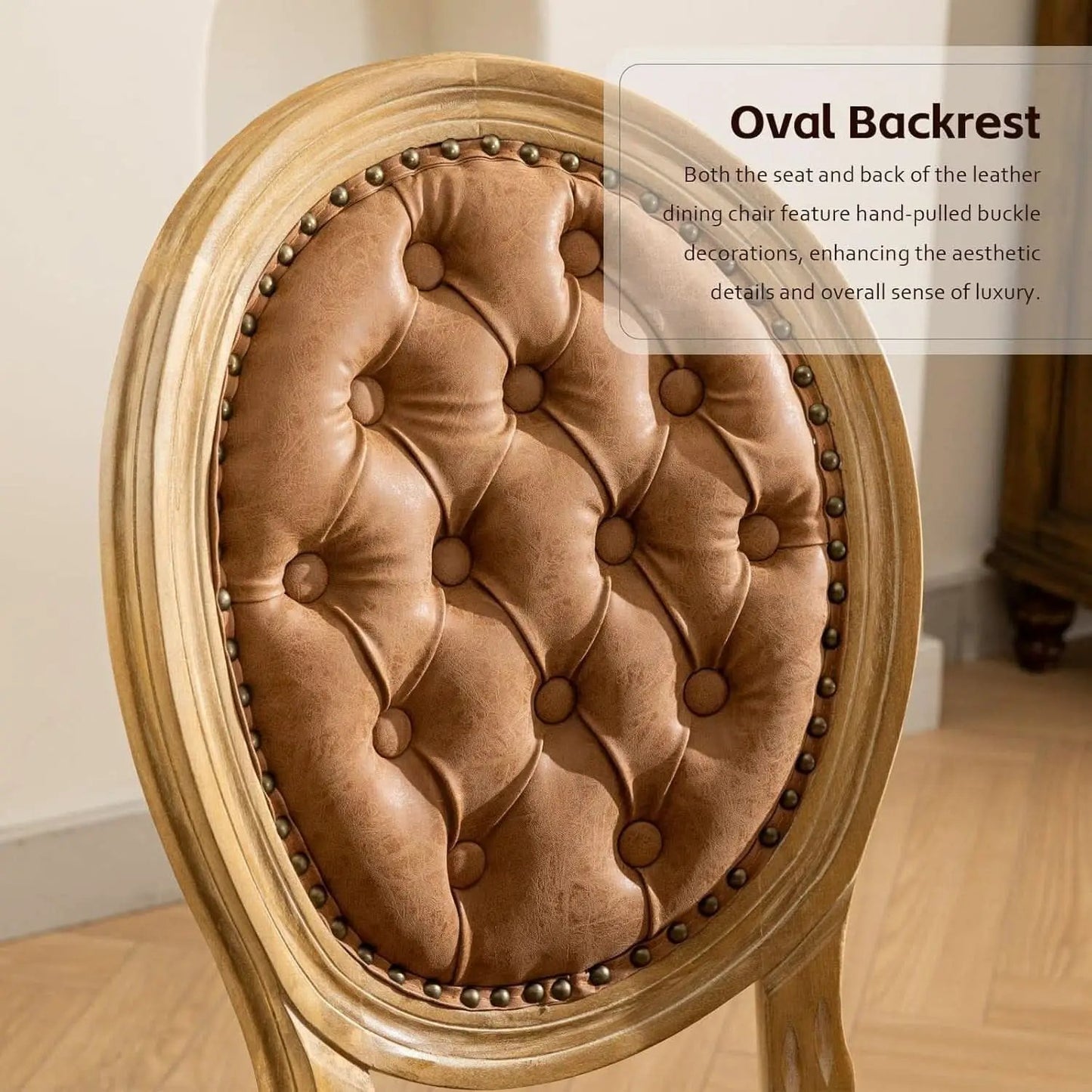 PU Leather Dining Chairs Set of 6 Orange Round Back with Nailhead Trim from PriceLows™