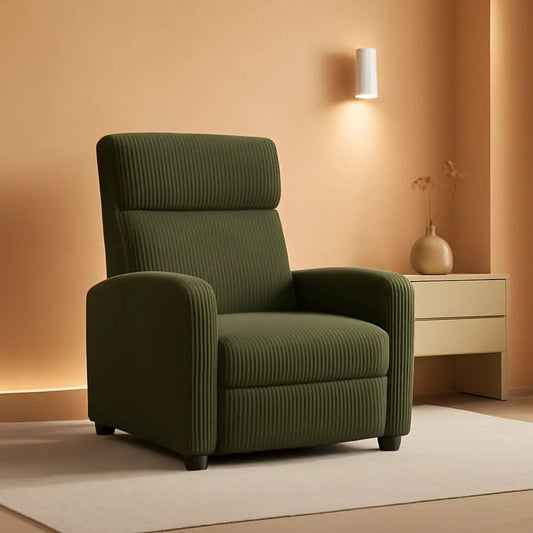 Dark Green Corduroy Adjustable Recliner Chair For Living Room from PriceLows™