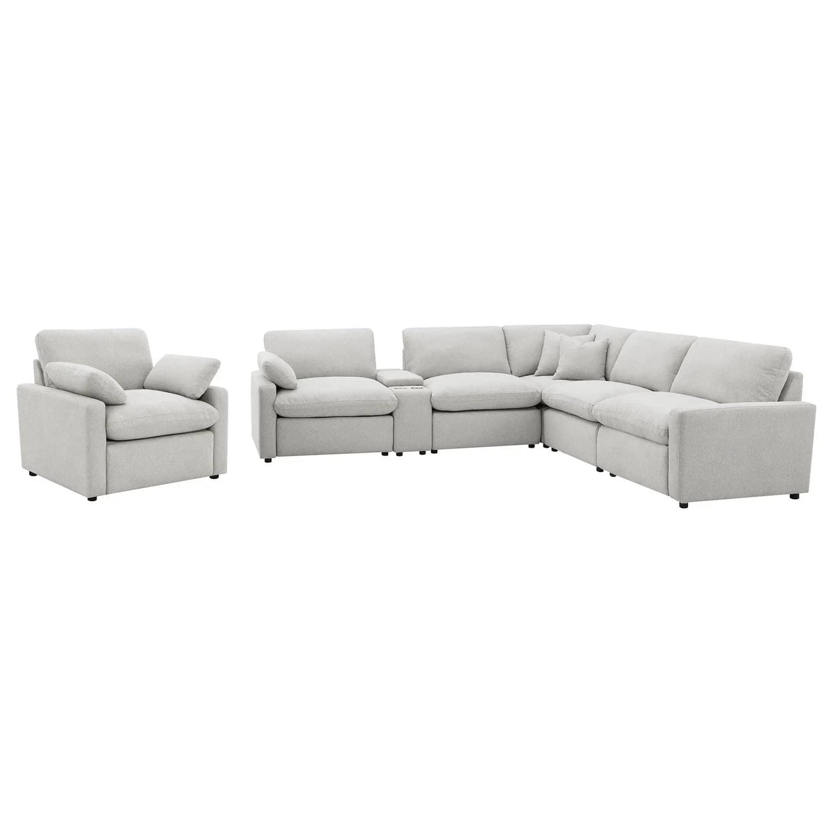 Collins 6-piece Modular Power Reclining Sectional | 6-Piece Set | Engineered Wood & Polyester | Grey